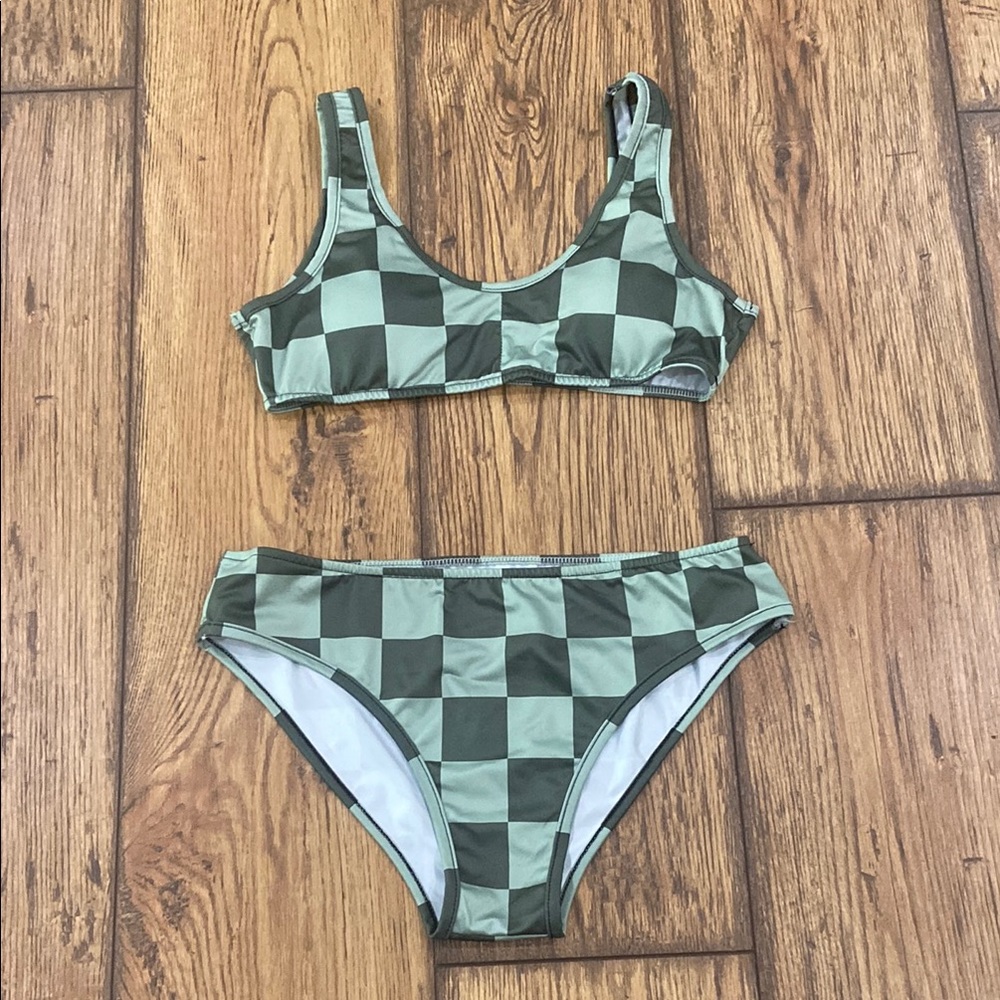 Checkered Green Bikini Set